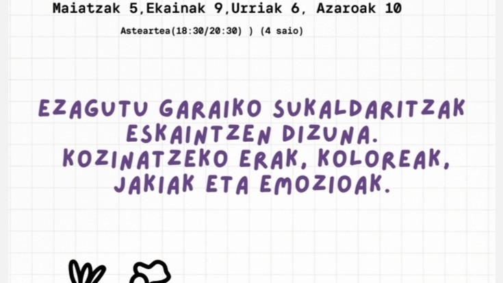 'Sasoiko sukaldaritza naturala' tailerra