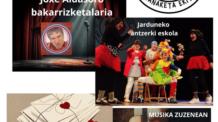 Joxe Aldasoro bakarrizketalaria, musika zuzenean Eider eta Amaiurrekin, antzerkia,… Amodiozko Gutunen sari banaketa ekitaldian
