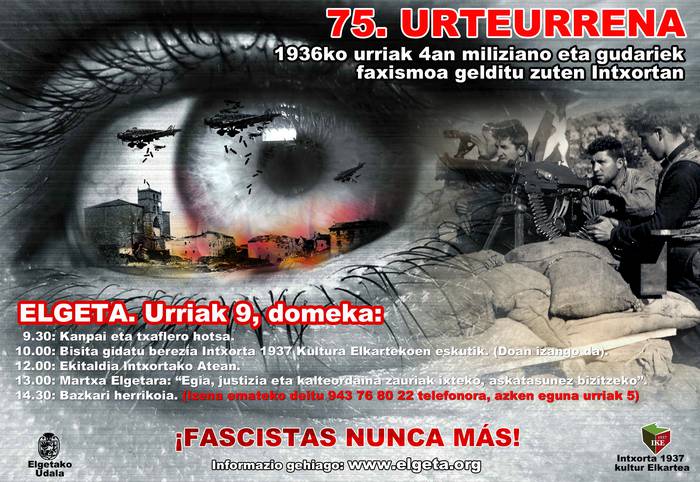 Urrian, 75 urte beteko dira gudariek Intxortan "faxismoa gelditu" zutenetik