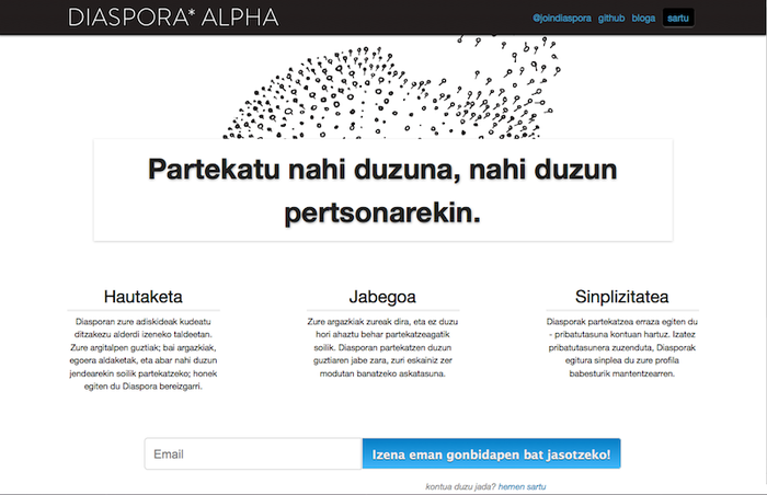 Diaspora sare soziala martxan da