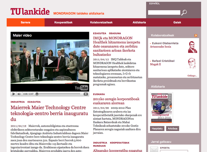 Tulankide.com: Mondragon taldearen komunikazio kanal berria