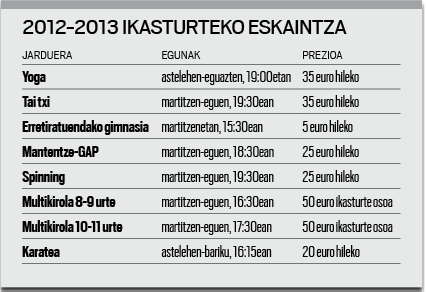 Zabalik dago ikasturte berriko jardueretan izena emateko epea