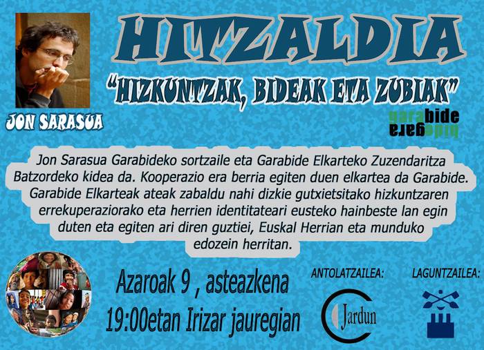 Hizkuntzari buruz jardungo du Jon Sarasuak Bergaran