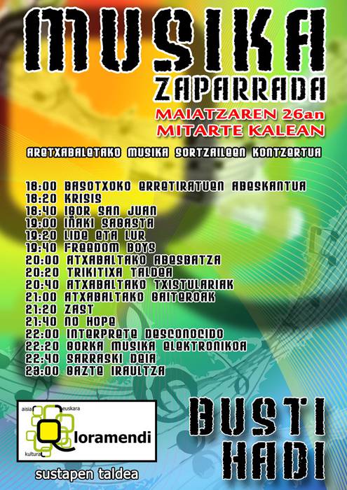 Euskeriaren Eguna musika zaparradarekin dator zapatuan