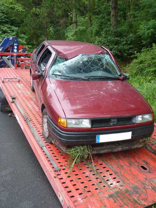 Auto bat irauli da Kanpantzartik Arrasaterako errepide zaharrean