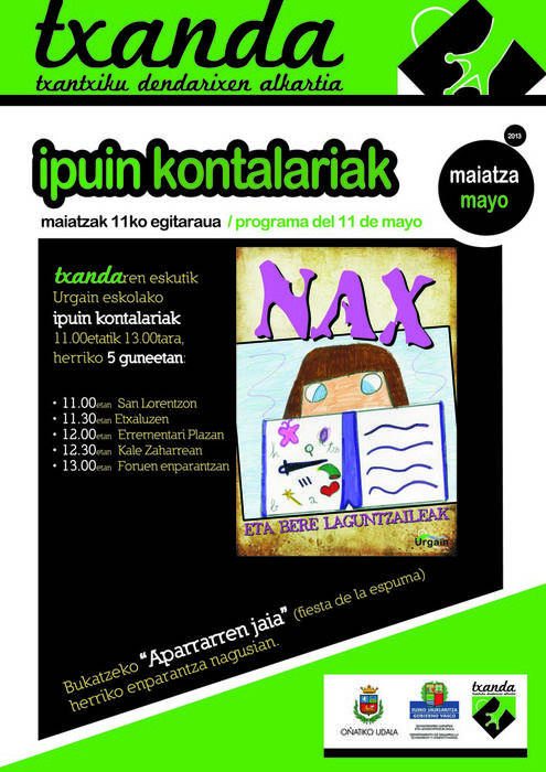 Ipuin kontaketa eta apar festa zapatuan, Txandak antolatuta