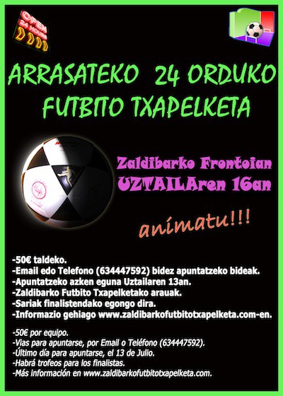 Datorren asteburuan egingo dute 24 orduko Zaldibarko Txapelketa