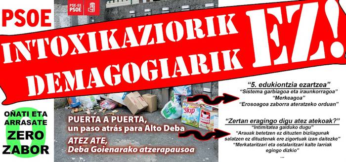 Sozialisten atez atekoaren kanpainari erantzun dio Zero zabor plataformak