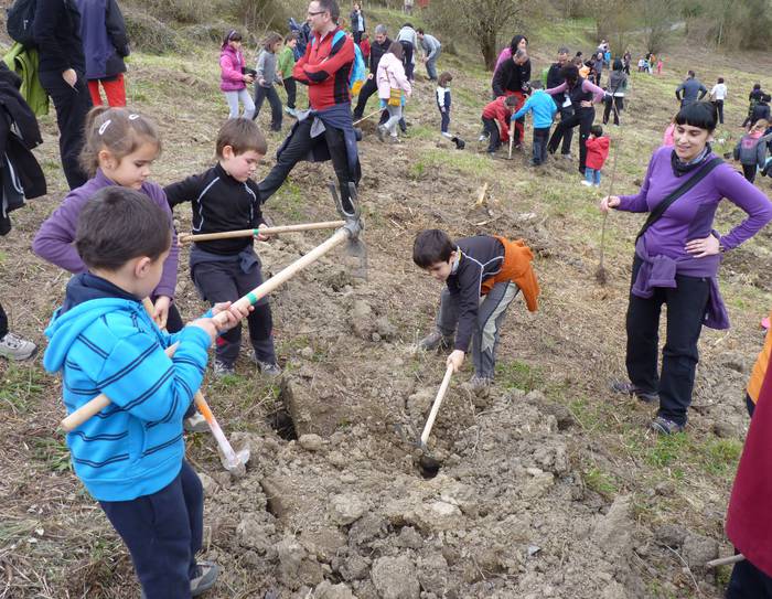 200  bat lagun izan dira Urkulun zuhaitzak landatzen