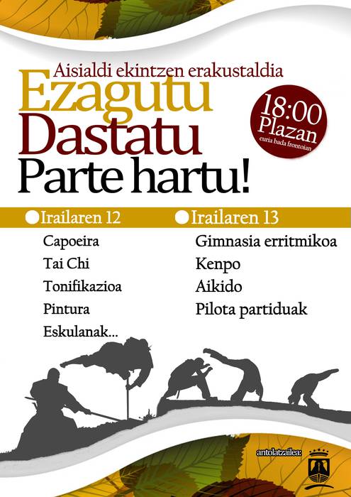 Aisialdi ekintzen ate irekien topaketa, eguazten eta eguenean