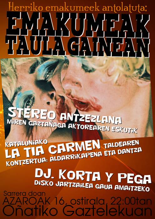 Oñatiko emakumeak taula gainean gaur Gaztelekuan