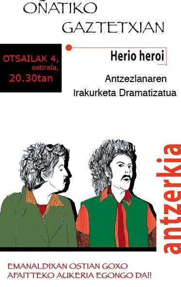 'Herio heroi' antzezlanaren irakurketa dramatizatua