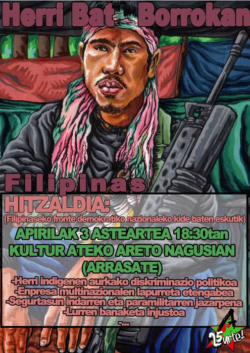 Filipinetako gatazkaren gaineko hitzaldia, 18:30ean