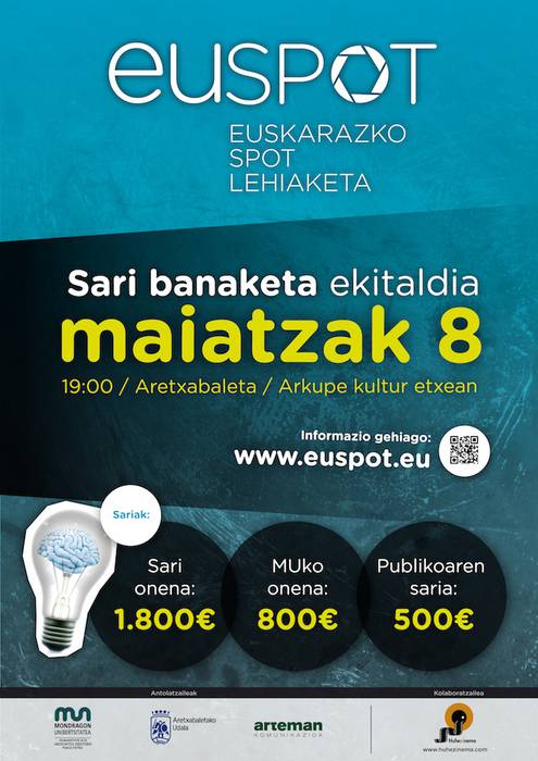 Euspot lehiaketako sariak banatuko dira bihar, martitzena