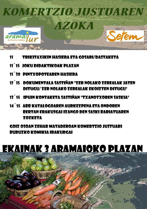 Bidezko merkataritzaren aldeko azoka egingo da domekan, Aramailur eta Setem-ek antolatuta
