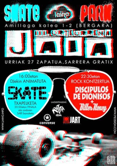 Laino indoor skate parkeak 3. urteurrena ospatuko du urriaren 27an
